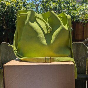 Portland Leather Goods Premium Large Bucket Bag Lime Suede PLG